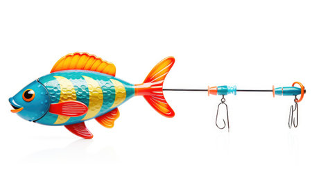 Magnetic Fish Toy Fishing Rod on White Backgroundの素材