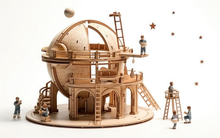 Astronomer at a Toy Space Observatory with Telescopesの素材