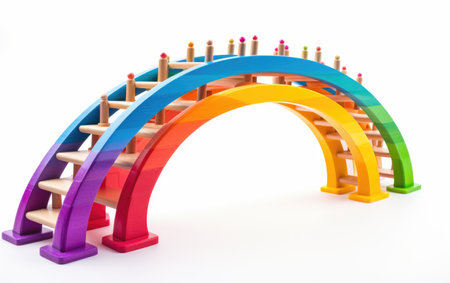 A Toy Rainbow with Colorful Arcs and Clouds Isolatedの素材