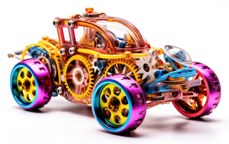 Traveling Toy Machine Adorned with Gears and Flashing Lightsの素材