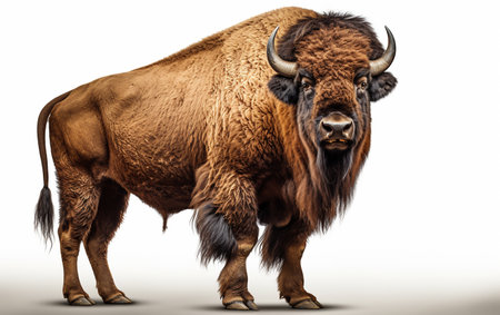 Majestic American Bison Against a White Backgroundの素材
