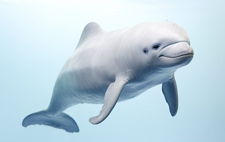 Graceful Beluga on White Backdropの素材