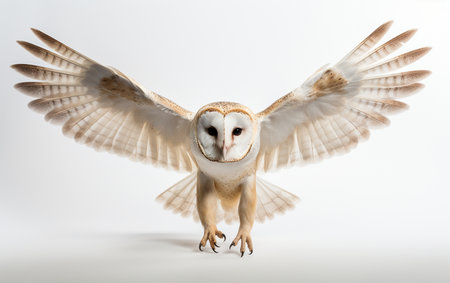 Barn Owl Against a White Backdropの素材