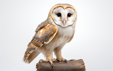 Barn Owl Against a White Backdropの素材