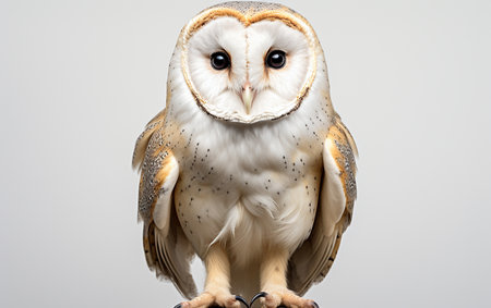 Barn Owl Against a White Backdropの素材
