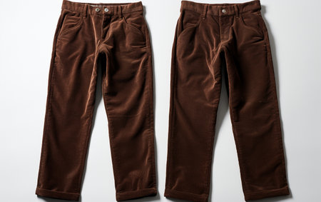 Corduroy Trousers Showcased on Whiteの素材