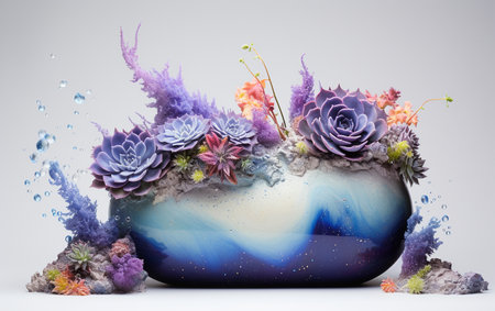 Cosmic Nebula Planter Against a White Backdropの素材