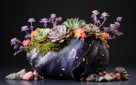Cosmic Nebula Planter on a Clean White Surfaceの素材