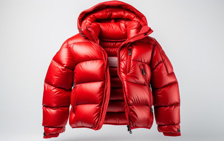 Down Jacket Against a White Backdropの素材