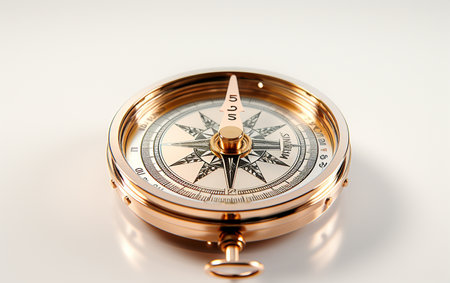 Compass Resting on White Backgroundの素材