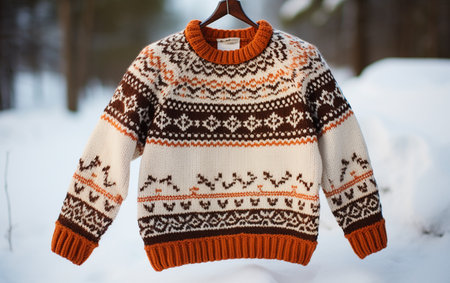 Fair Isle Sweater Against a White Backgroundの素材