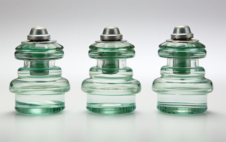 Glass insulators on a white backgroundの素材