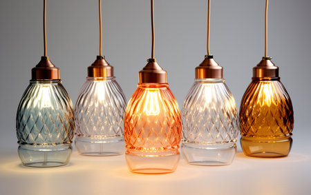 Glass lampshades on a white backgroundの素材