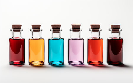 Glass medical vials on a white backgroundの素材