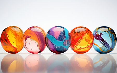 Glass paperweights on a plain white surfaceの素材