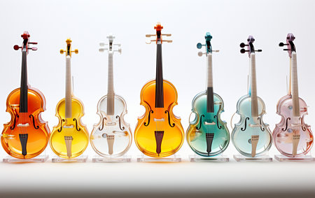 Glass musical instruments on a white backgroundの素材