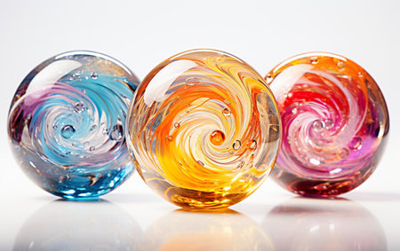Glass paperweights on the backdrop of whiteの素材