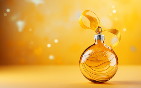 Glass ornament on a yellow backgroundの素材