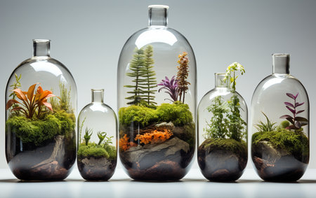 Glass Terrariums on the White Backgroundの素材