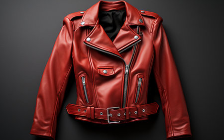 A Leather Biker Jacket on a White Backgroundの素材