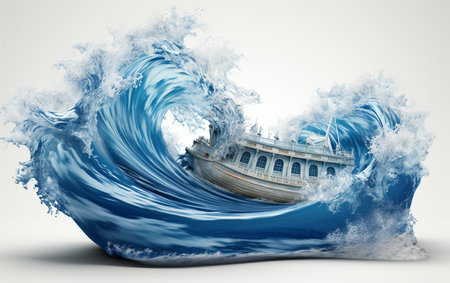Oceanic Wave Vessel Against White Backdropの素材