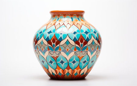 Moroccan Mosaic Pot against White Backgroundの素材