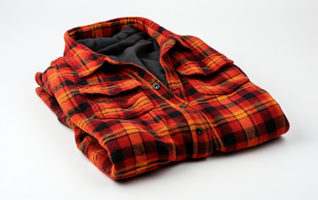 Plaid Flannel Shirt Placed on White Backgroundの素材
