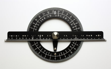 Protractor Placed on White Backgroundの素材