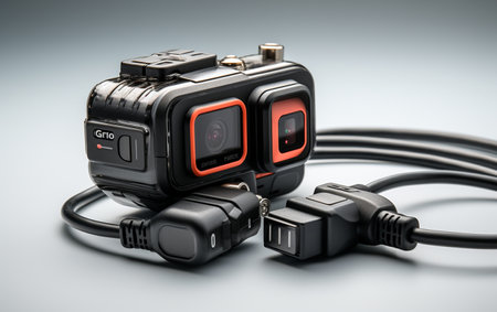 Action Camera Charger on White Backgroundの素材