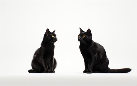 Black Cats Against a White Backgroundの素材