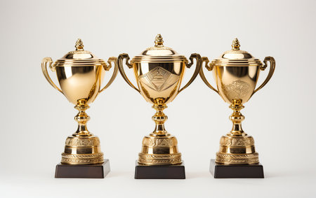 Golden Trophies on White Backgroundの素材