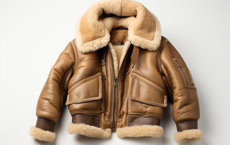 White Background Shearling Aviator Jacketの素材