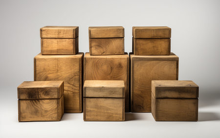 Wooden Boxes on a White Backgroundの素材