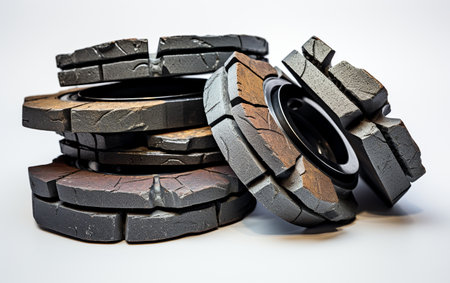 Car Brake Pads on a White Backgroundの素材