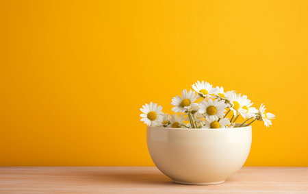 White Bowl on a Yellow Backgroundの素材