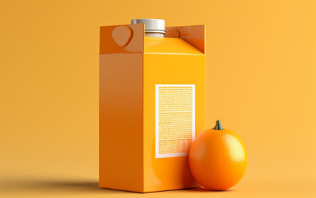 Juice Packet Carton Box on Solid Color Backgroundの素材
