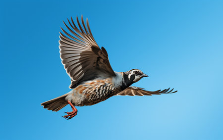 Quail on the Sky Blue Backgroundの素材
