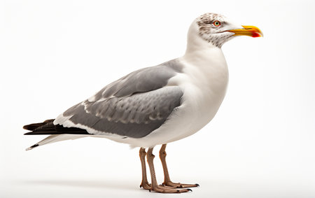 Graceful Seagull on White Backgroundの素材