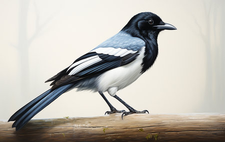A Magpie on a White Backgroundの素材