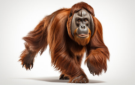 Orangutan's Stunning Presence in Whiteの素材