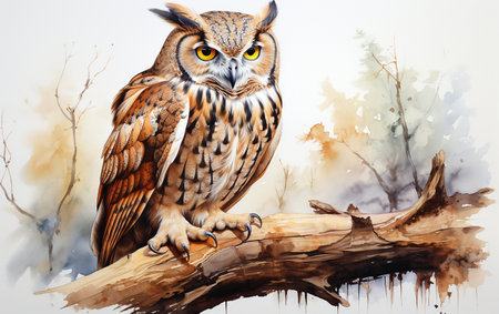 Owl Placed on the White Backgroundの素材