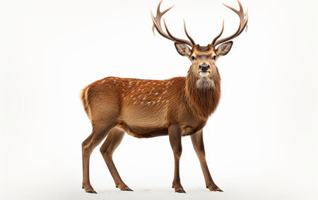 Red Deer Against a White Backgroundの素材