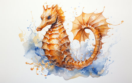 A Seahorse on a White Backgroundの素材