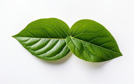 Avocado Tree Leaf from Above on White Backgroundの素材