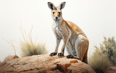 Wallaby Displayed on a White Backgroundの素材