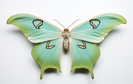 Luna Moth Isolated on Clear Backdrop. Ai generatedの素材