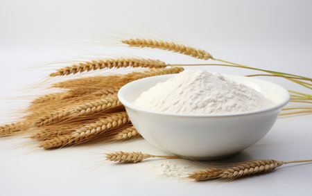 Bowl of Wheat Flour on a Clear Backgroundの素材