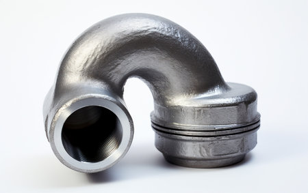 90-Degree Silver Iron Elbow Freshly Welded. Ai generatedの素材