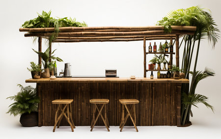 Outdoor Bamboo Bar on a Clear Backgroundの素材
