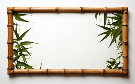 Bamboo Mirror Frame on a Clear Backgroundの素材